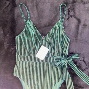 Green velvet bodysuit